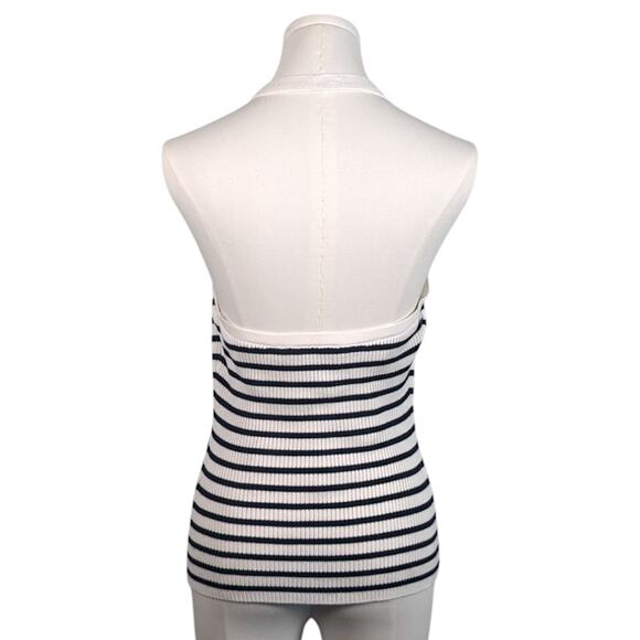 Abercrombie & Fitch Ribbed Halter Sweater Vest Navy Stripe Women’s Small - Picture 7 of 12
